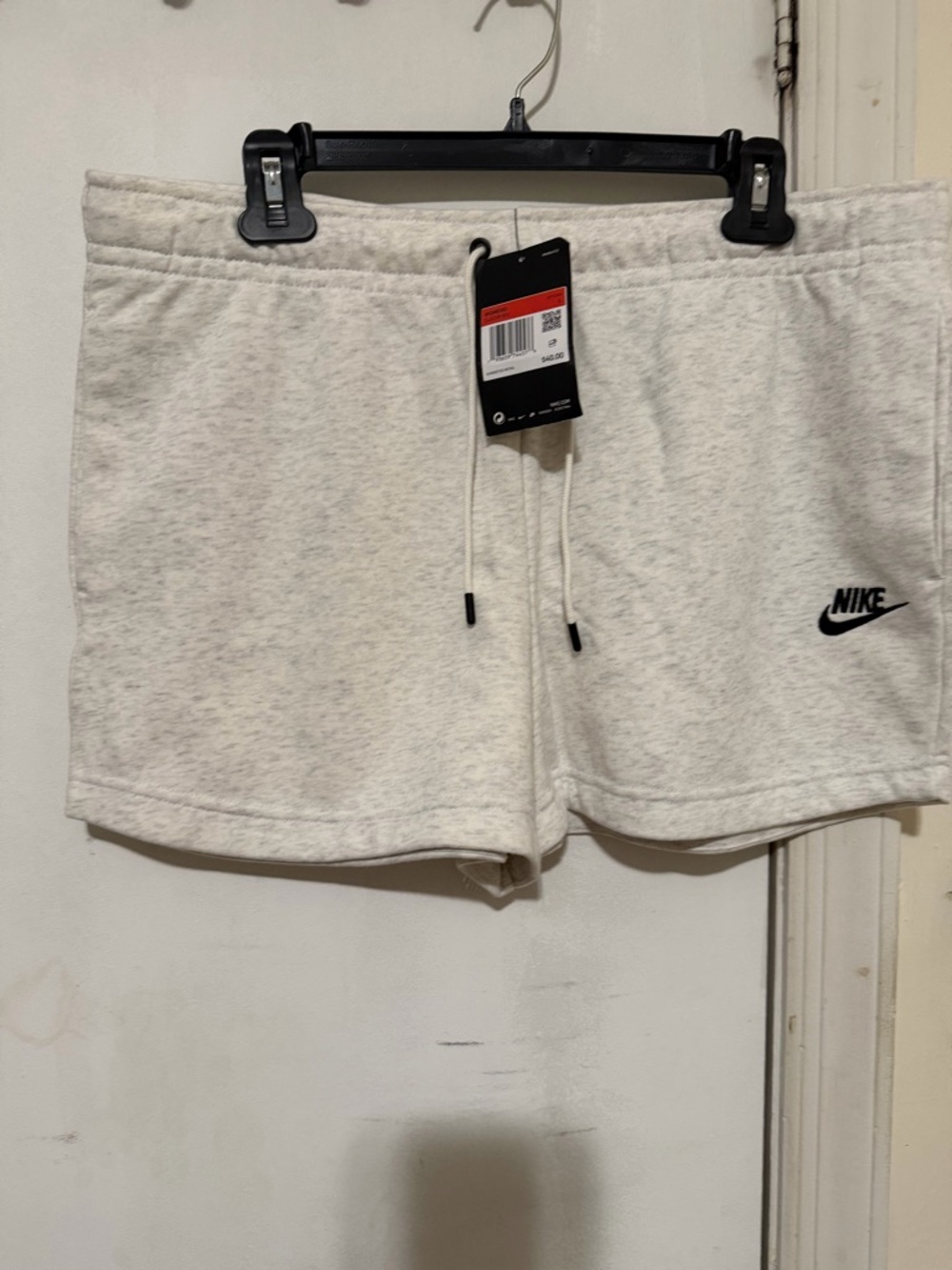Nike Women's Light Heather Gray Fleece Drawstring Shorts